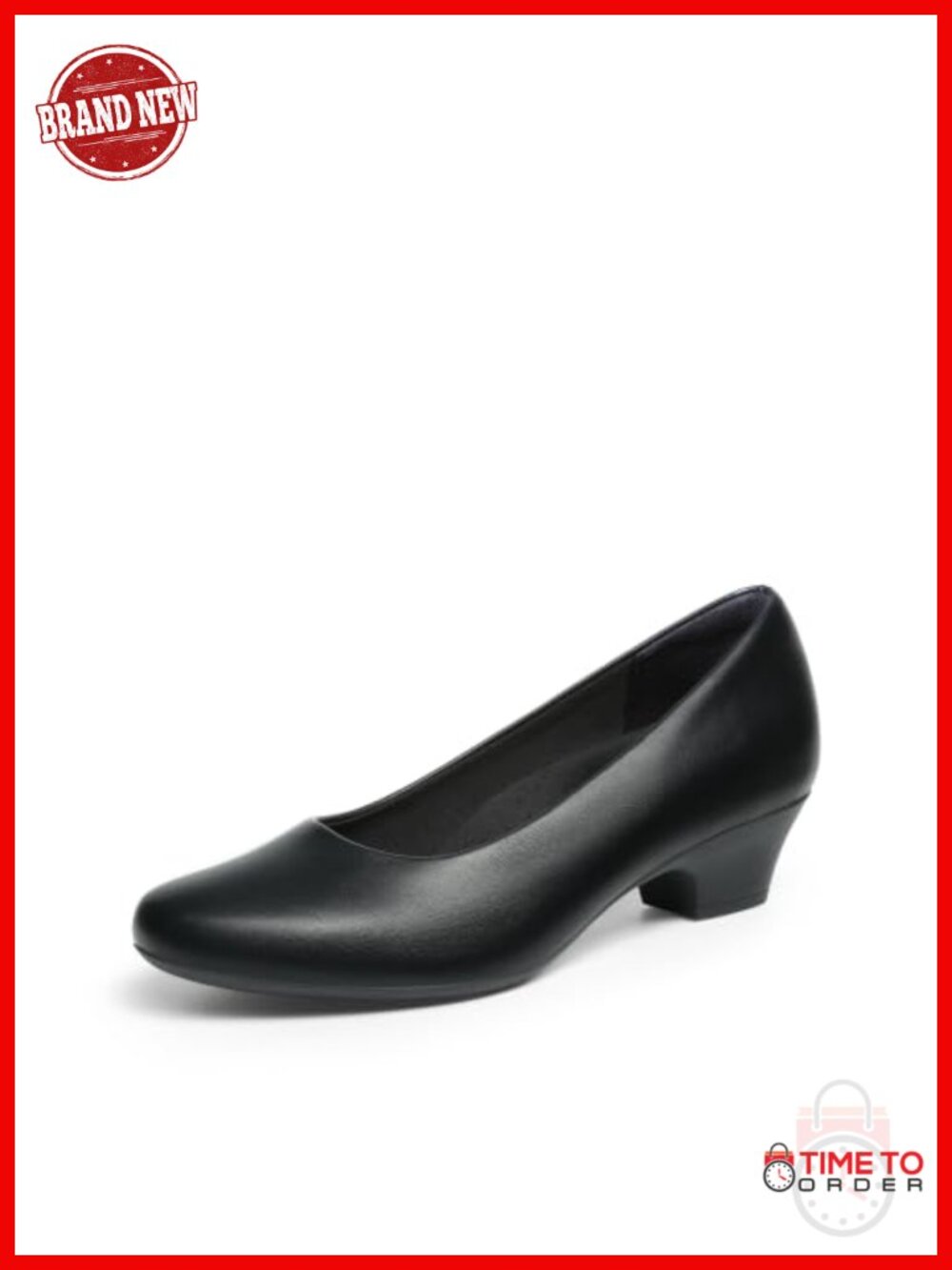 Women's Faux Leather Closed Toe Block Heel Pumps Low Heels Work Dress Shoes